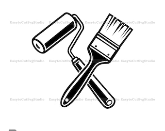 Farbrolle Pinsel SVG: Malerwerkzeug Logo Illustration (Digitaler Download)