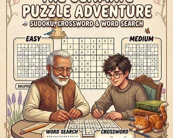 Ultiem puzzelavontuurboek: sudoku, kruiswoordraadsel, woord zoeken (afdrukbaar)