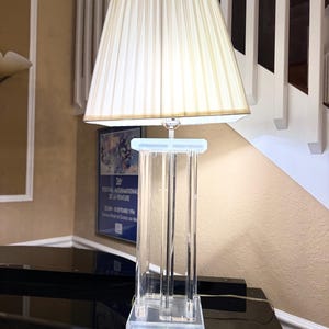 1970s Monumental "Four-Column" Lucite Table Lamp