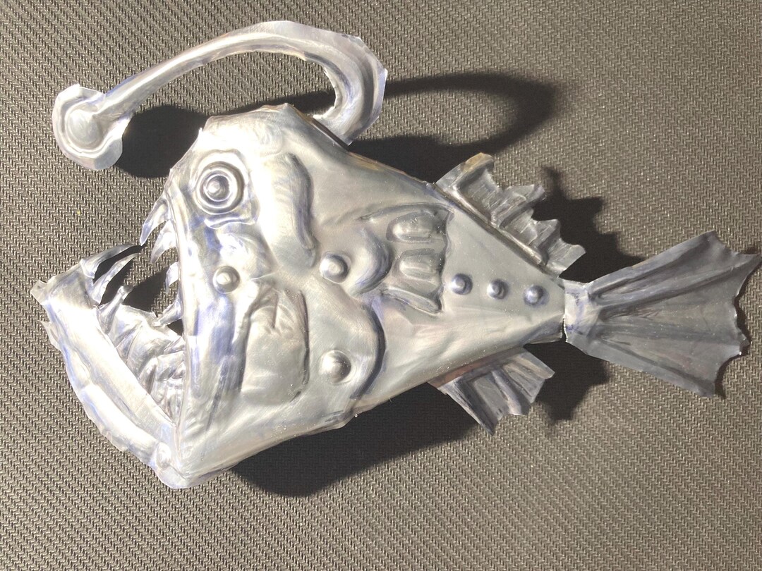 Canned Fish. Handcrafted Recycled Deep Sea Anglerfish Sculpture ...