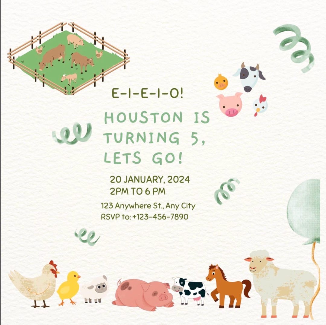 Editable Farm Birthday Invitation | Barnyard Animals Party Template ...