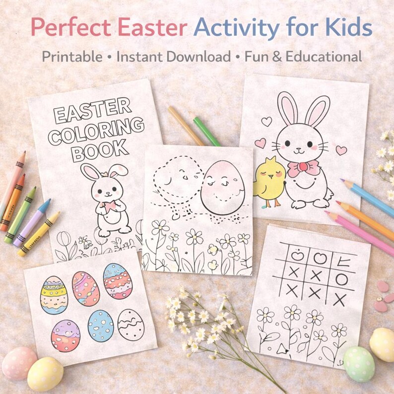 Easter Coloring & Activity Pack for Kids | Printable Bunny, Egg Pages ...