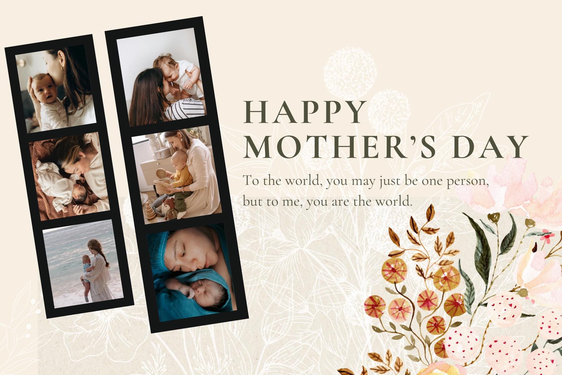 Mother’s Day Photo Collage Template, Editable Canva Mother’s Day Card ...