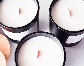 Rose Jasmine Coconut Wax Candle, Wood Wick Floral Scented, Minimalist Glass Jar Home Decor