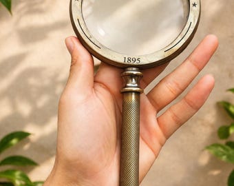 Lupa de latão vintage | Réplica da Gilbert & Sons London de 1895 para decoração de mesa