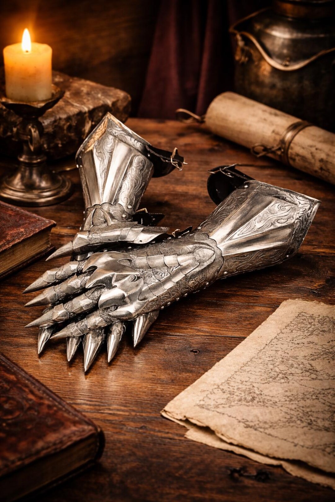 Steel Claw Gauntlets | Medieval Engraved Hand Armor, Gothic Knight ...