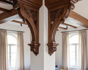 Hand-Carved Wooden corbel