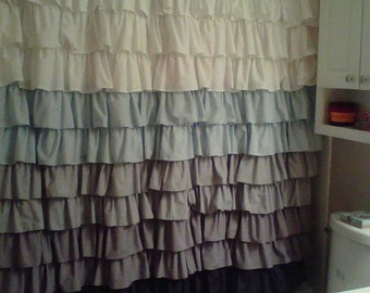 The Original Shower Curtain!  Rows and rows of beautiful ruffles.  I can do nearly any color or colors, solid color or ombre (light to dark)