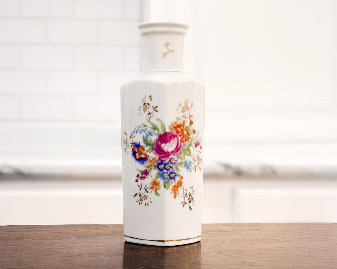 Porcelain Vase Floral Porcelain Bud Vase Vintage Hand Painted German ...