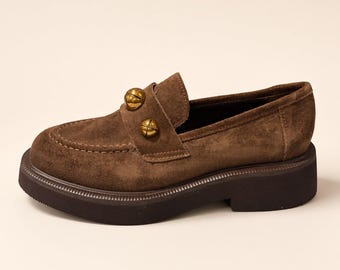Genuine Suede Ball-Detail Loafer