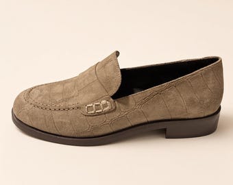 Genuine Leather Croco-Embossed Loafer