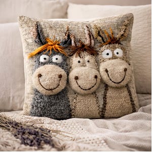 Housse de Coussin Ânes Animaux Déco Bohème Chic Taie Coussin Salon Canapé Chambre Maison Cadeau Origin
