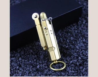 Trench Lighter WWI WWII Style - Handmade Windproof Vintage Kerosene Pipe Lighter with Copper Brass Plate