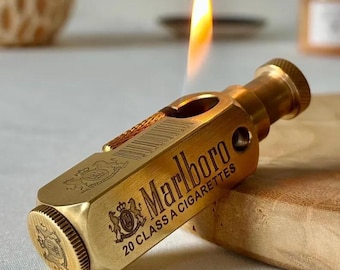 Vintage Marlboro Lighter Engraved Camel Cigarette Windproof Petrol Retro Zippo Style Exquisite Brass Kerosene Custom Windproof Vintage Gift