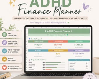 ADHD Finance Spreadsheet | Google Sheets Budget Tracker for Neurodivergent Adults | Money Management System