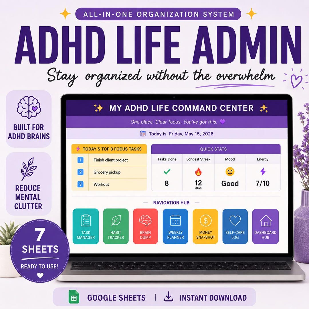 ADHD Life Management Dashboard | ADHD Planner for Tasks, Habits ...