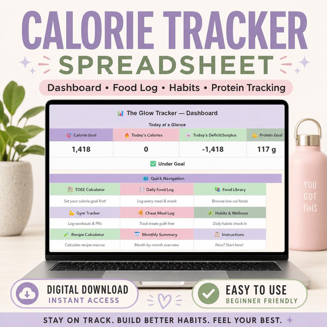 Calorie Tracker Spreadsheet | Google Sheets Weight Loss Planner | Macro ...