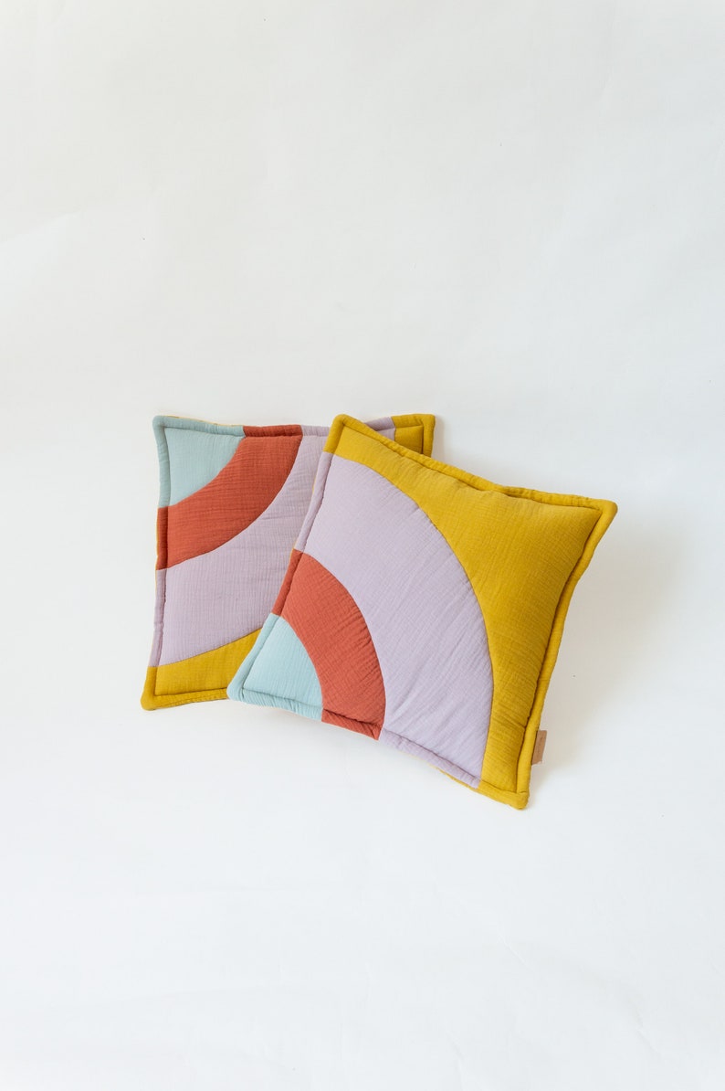 Soft rainbow pillow made of muslin cotton fabric colorful Etsy