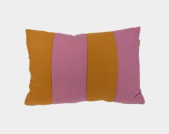 Coussin rectangulaire color block en mousseline, 50x70cm (27inch x 20inch)