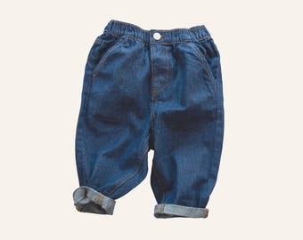 Jeans per bambini blu scuro, vestibilità ampia
