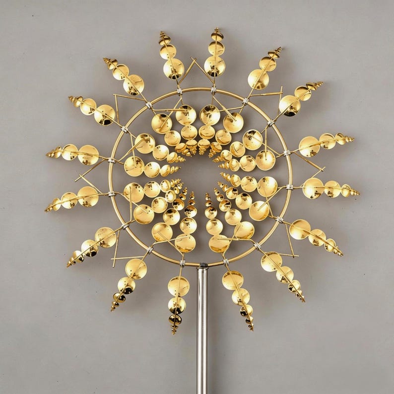 Kinetic Wind Spinner, Metal Garden Sculpture, 3D Rotating Windmill ...