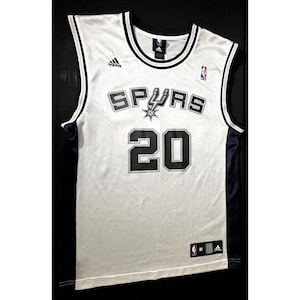 Manu Ginobli San Antonio Spurs #20 Jersey Adidas White Black Medium 1998- 99 NBA