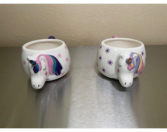 Pink Purple Unicorn Ceramic Coffee Mug Whimsical Starry 3D Novelty Drinkware