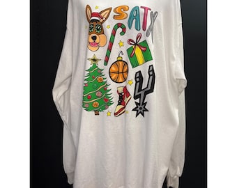 San Antonio Spurs White Long Sleeve T-Shirt Spurs Mascot Coyote Size M SATX