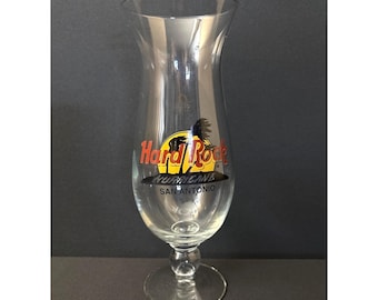 Hard Rock Cafe San Antonio Hurricane Cocktail Glass Palm Tree Tropical Sunset