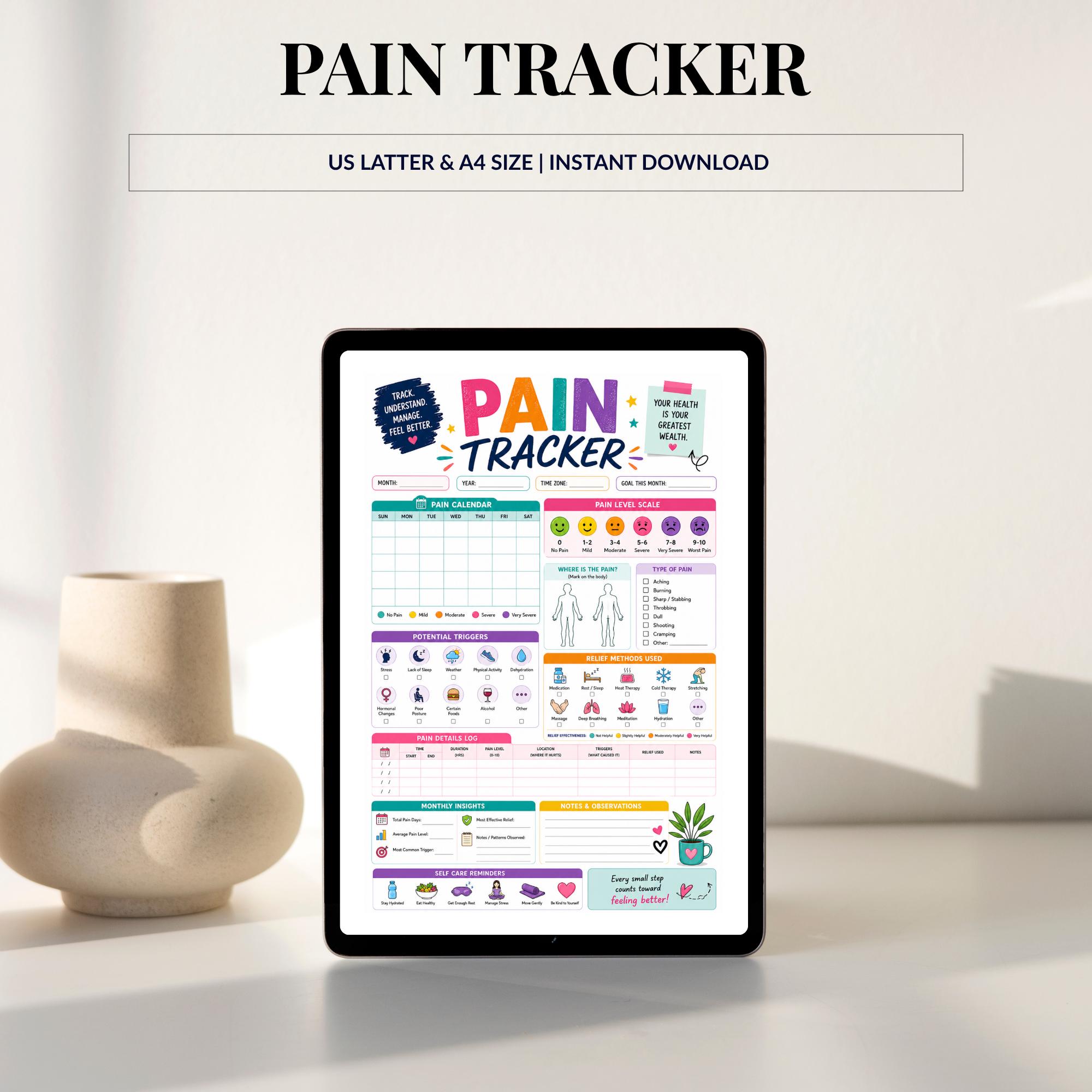 Fillable Pdf Pain Log Example Pain Tracker Printable, Chronic Pain Log, Daily Pain Tracker PDF ...