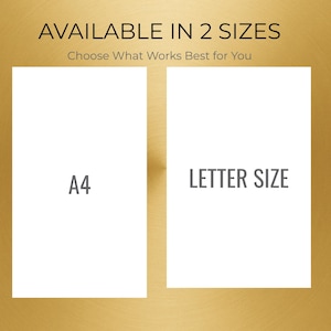May include: Image showing two white rectangular sheets of paper, labeled "A4" and "LETTER SIZE", against a gold background. The text "AVAILABLE IN 2 SIZES" and "Choose What Works Best for You" are at the top.