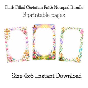 Glaubensvolles christliches Notizblock-Set, Bibelvers-Notizblock zum Ausdrucken, religiöses Briefpapier, Kirchennotizen (PDF)