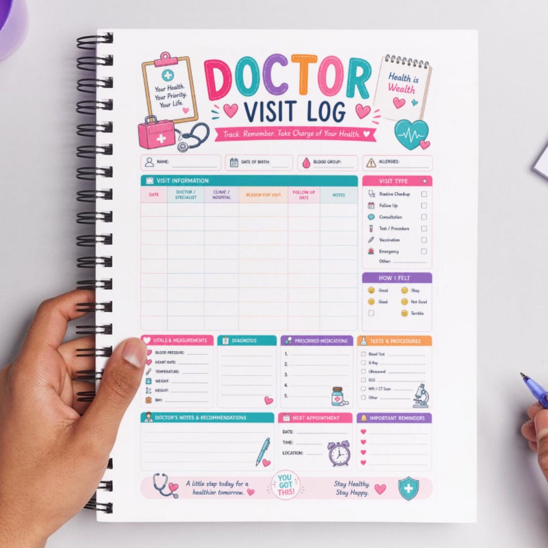 Doctor Visit Log Printable, Medical Appointment Tracker, Health Record ...