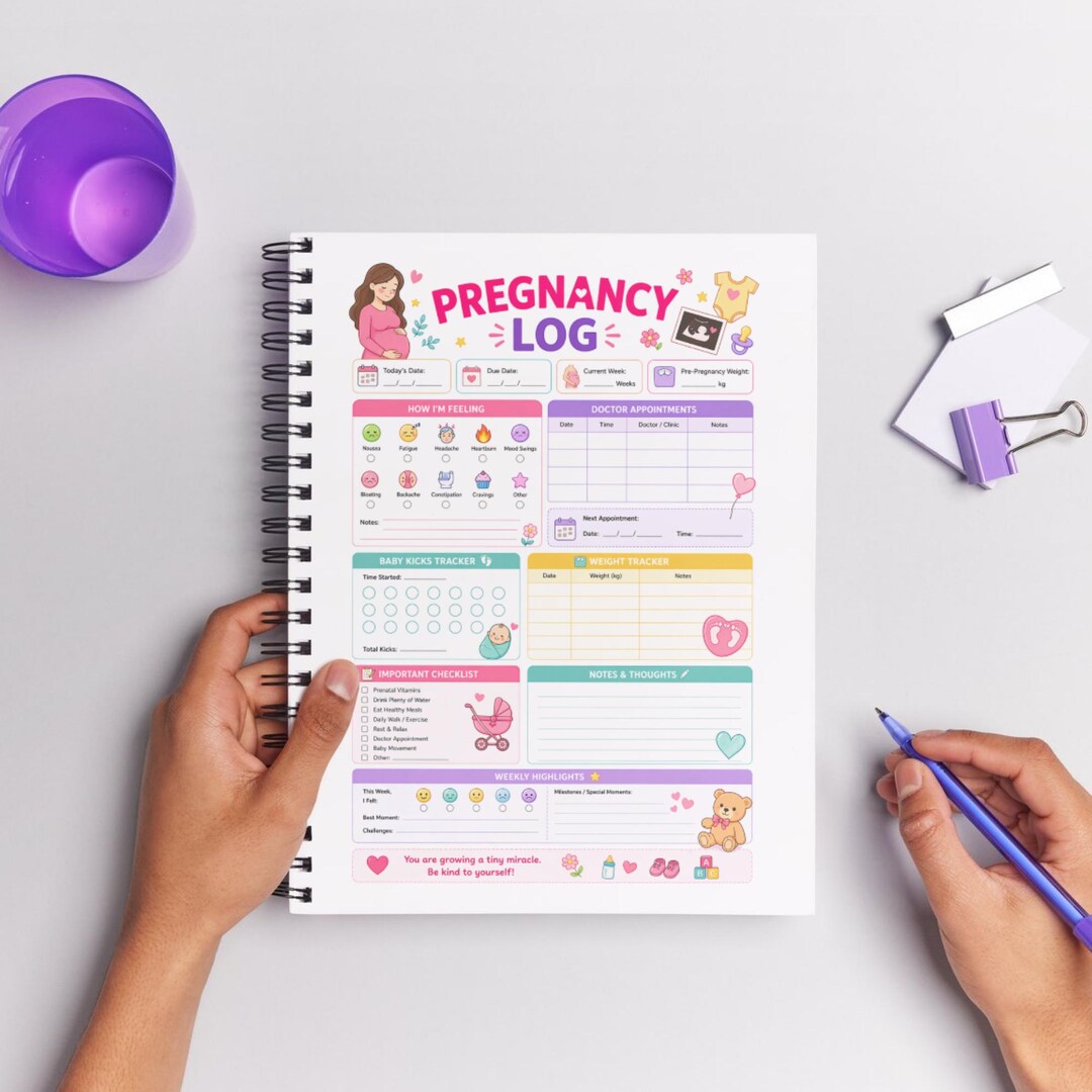 Pregnancy Log Printable, Pregnancy Tracker PDF, Prenatal Journal, Weekly Pregnancy Planner, Baby ...