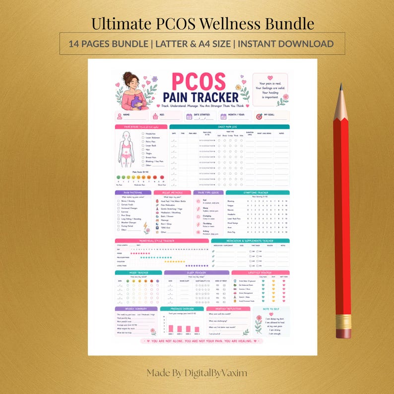 Pcos Worksheets.pdf PCOS Tracker Bundle Printable | Fertility, Ovulation, Anxiety, Pain ...