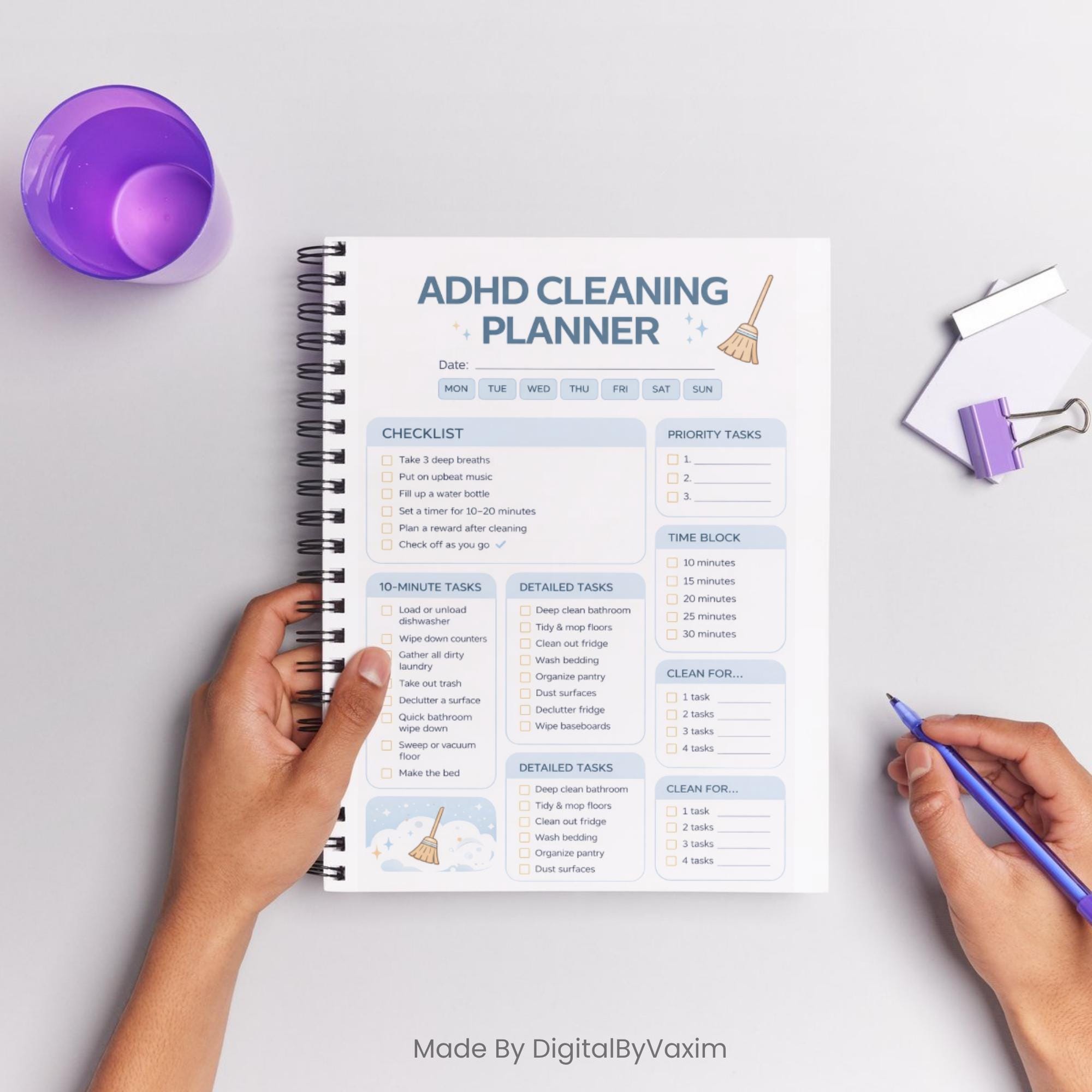 ADHD Cleaning Planner Printable, Adhd Cleaning Checklist, Cleaning