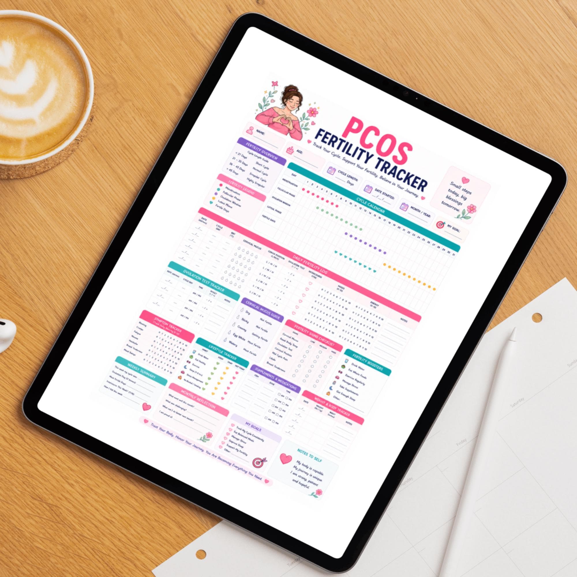 PCOS Fertility Tracker Printable | Ovulation and Cycle Log | TTC ...