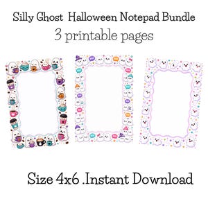 Halloween Ghost Pumpkin Notepad Bundle, Silly Spooky Printable Writing Pads, Cute Jack O Lantern Fall Stationery, Funny Notes