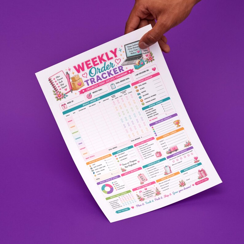 Weekly Order Tracker Printable, Weekly Order Log, Sales Tracker, Small ...