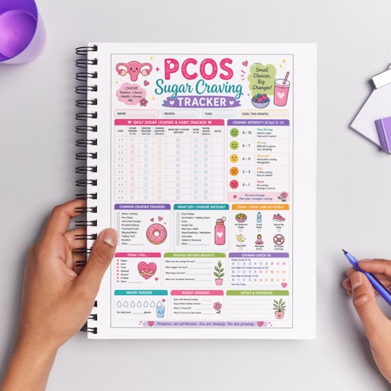 PCOS Sugar Craving Tracker Printable | Hormone Balance Log | Craving & Symptom Tracker | PCOS Wellness Planner | Instant Download