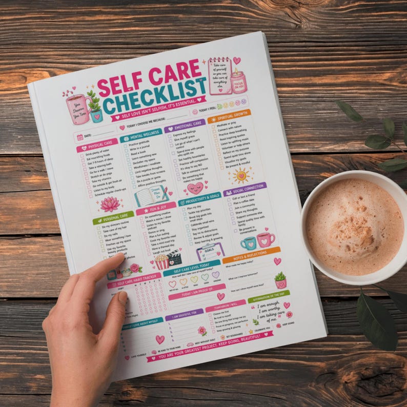 Handheld Routine Checklist Self Care Checklist Printable | Daily Wellness & Healthy Habits Planner ...