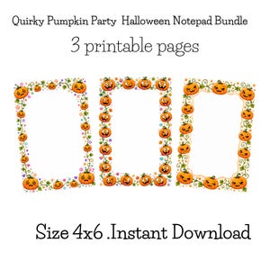 Halloween Pumpkin Notepad Bundle, Funny Jack O Lantern Writing Pads, Quirky Fall Printable Stationery, Cute Spooky Notes
