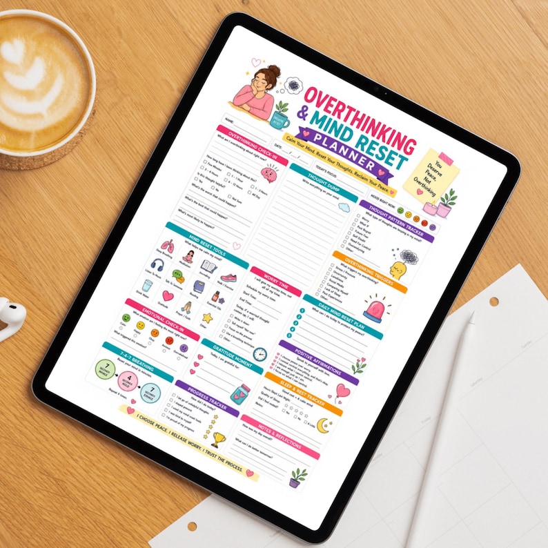 Overthinking Pens Overthinking and Mind Reset Planner Printable | Anxiety Relief Journal ...
