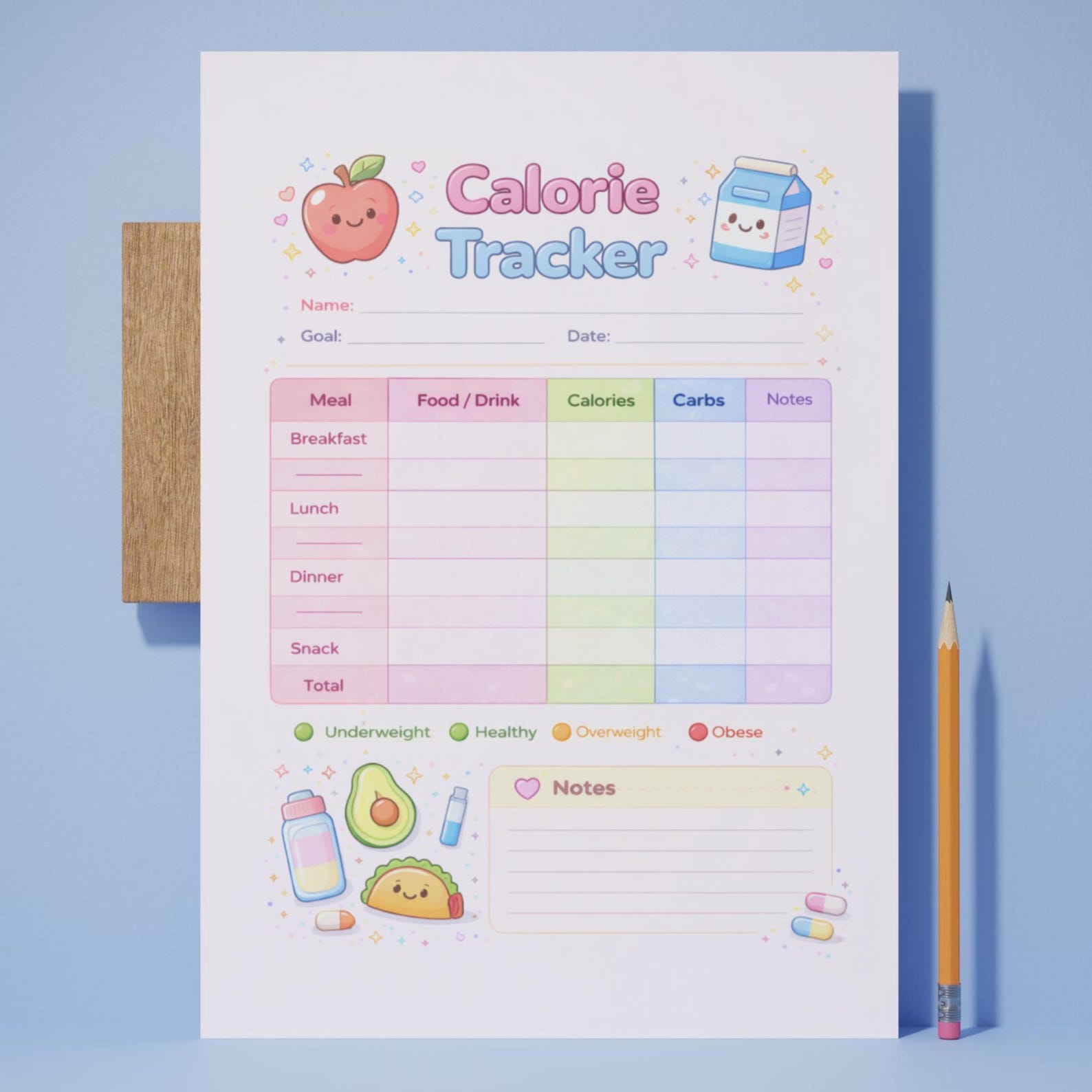 Calorie Tracker Chart Printable, Daily Calorie Intake Log, Food Diary ...