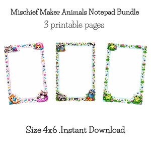 Notepad Bundle | Mischief Maker Animals Notepad | Funny Animal Stationery | Printable Memo Pad | 4x6 Notepad | Digital Download
