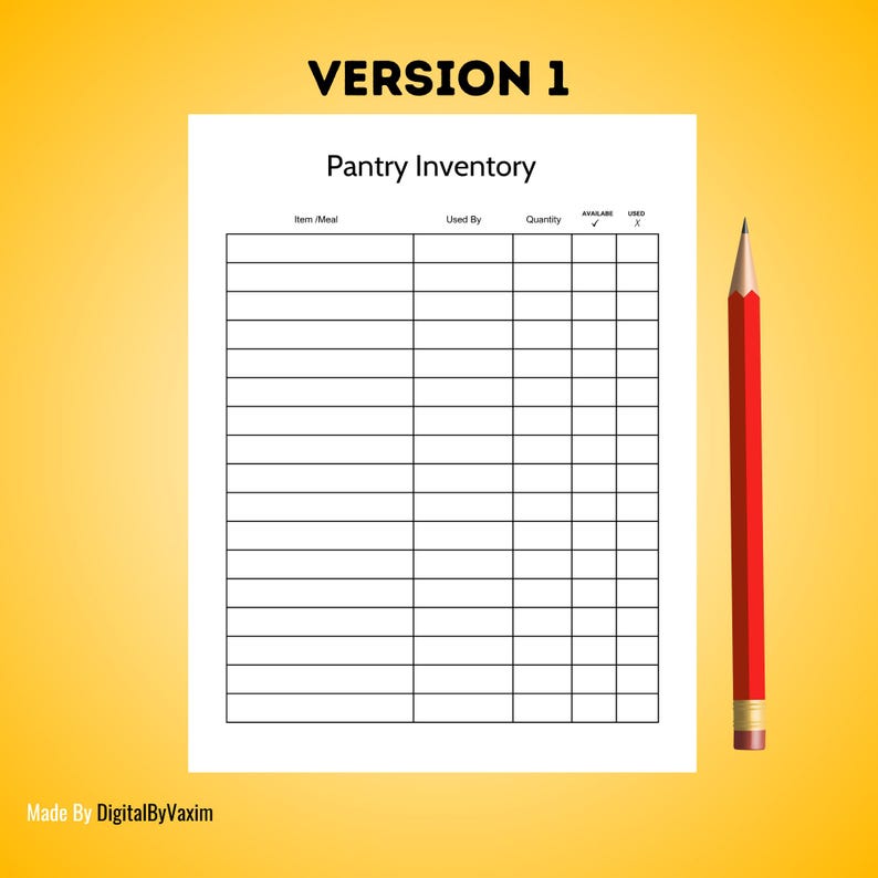 Pantry Inventory Tracker, Kitchen Food Storage List, Organizer (digital ...