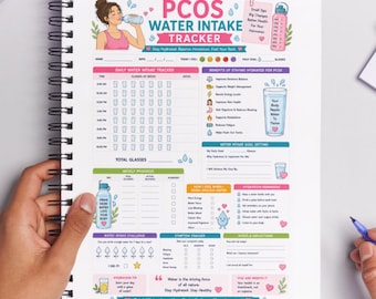 Scheda stampabile per il monitoraggio dell'assunzione di acqua in caso di PCOS / Registro di idratazione e benessere / Pianificatore per la salute ormonale / Monitoraggio giornaliero dell'acqua