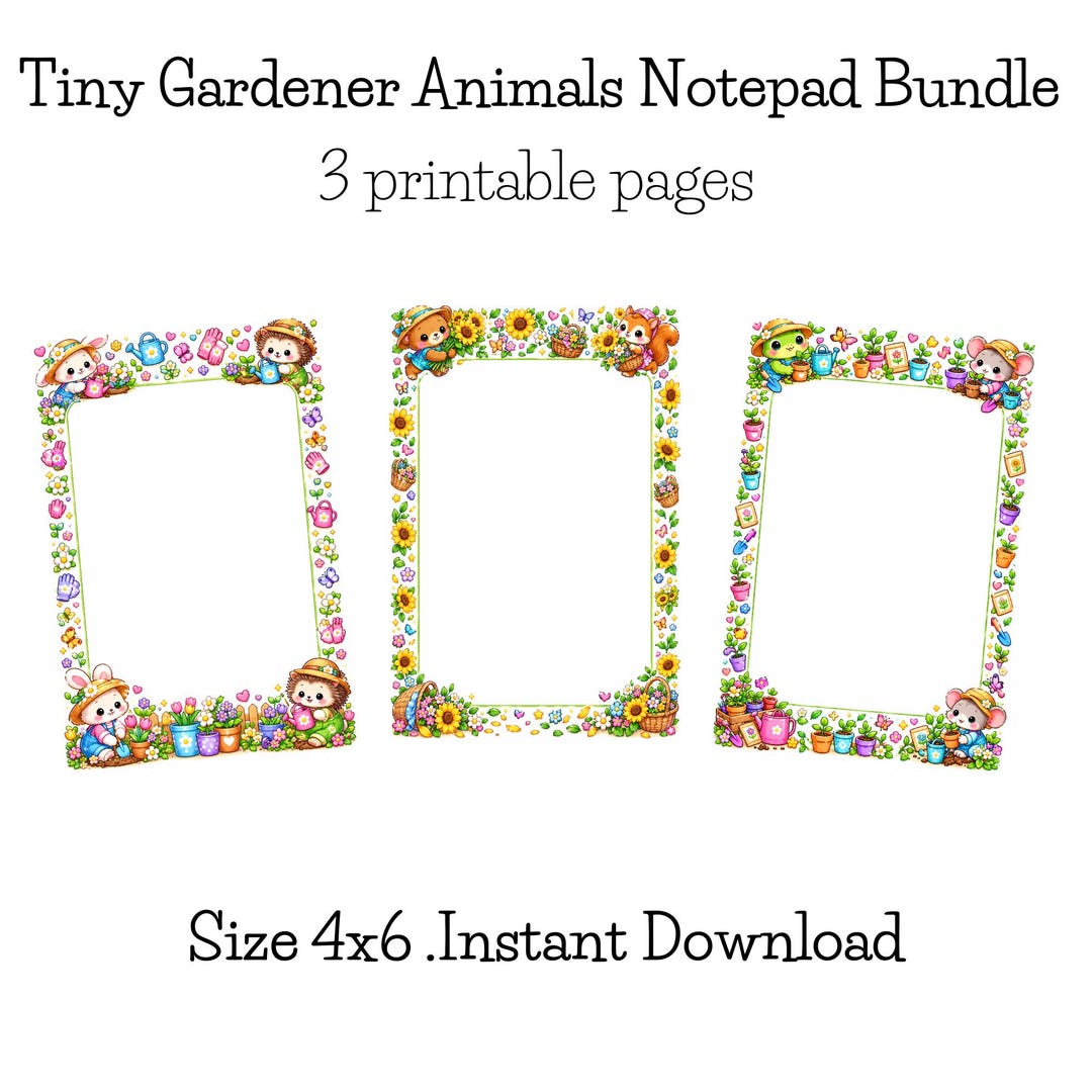 Naturte Notepad Notepad Bundle | Tiny Gardener Animals Notepad | Cute Garden Animal ...