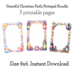 Notizblock-Set „Gnadevoller christlicher Glaube“, Bibelvers-Notizblock zum Ausdrucken, religiöses Briefpapier, Gebetsnotizen, Geschenk für die Kirche (PDF)