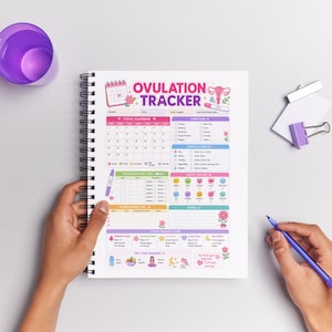 Diario dell'ovulazione stampabile, diario della fertilità in PDF, grafico della temperatura basale, diario dell'ovulazione e del ciclo, pianificatore per la ricerca di una gravidanza, registro del concepimento